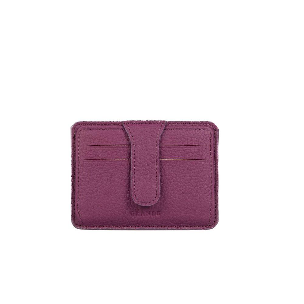 7598 3607 Leather Card Holder and Slim Minimalist Small Snap Wallet Purple